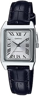 Timepiece LTP-V007L-7B1 Women's Rectangular Leather Strap Silver Roman Dial Dress Watch