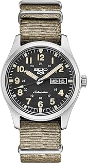 Timepiece Men's SRPG35 Watch, Black Dial, 41-Hour Power Reserve, Stainless Steel Case, Nyl